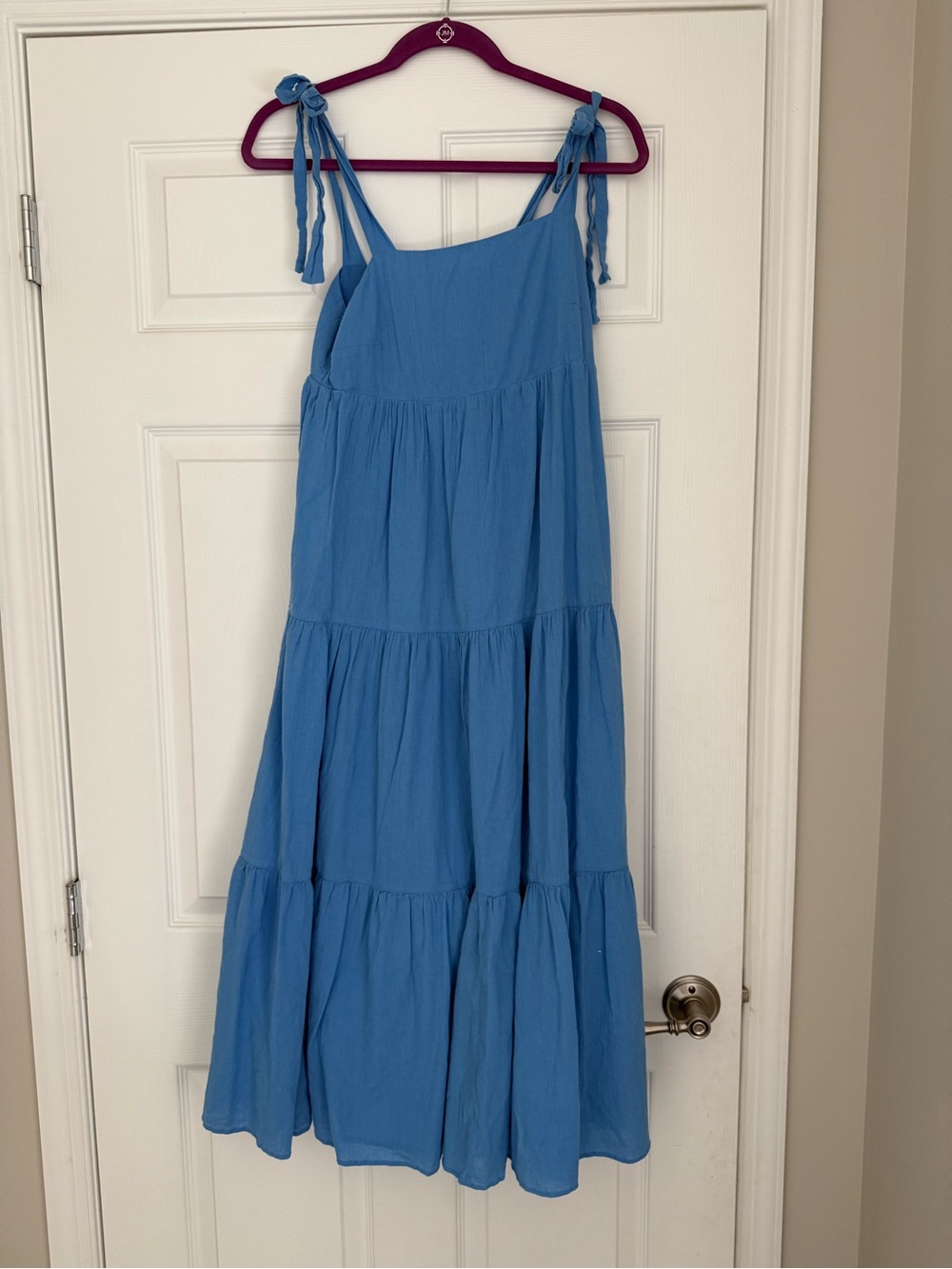 Madewell Blue Tiered Tie-Shoulder Maxi Dress